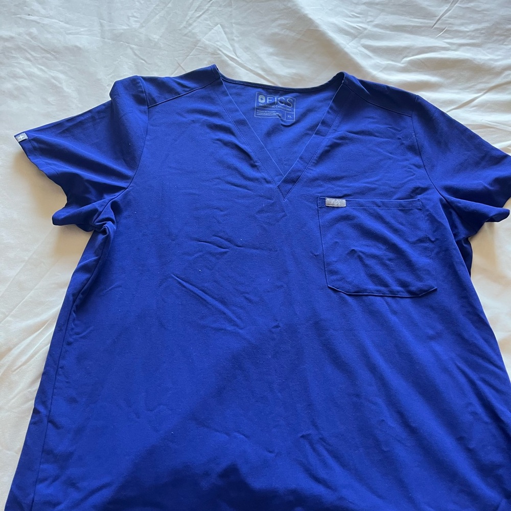 Figs Royal Blue V-Neck Scrub Top